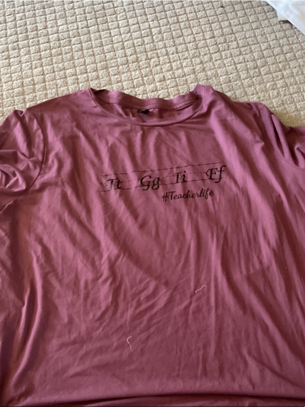 SHEIN Dusty Rose Short Sleeve Tee with #TeacherLife Print